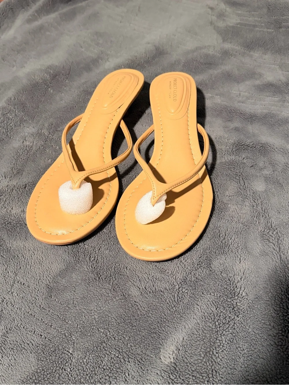 Project Cloud Tan Kitten-Heel Thong Sandals